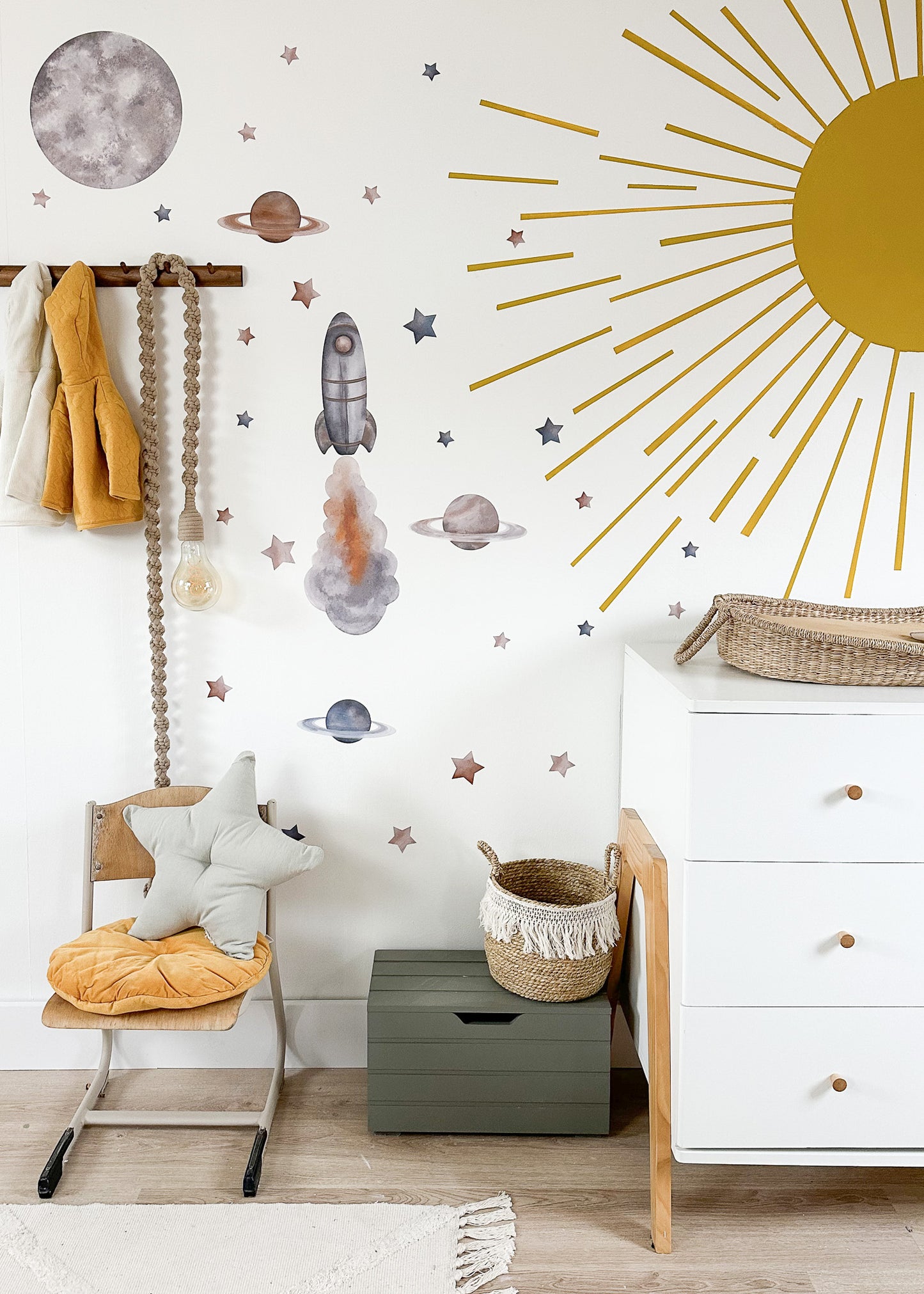 Wall stickers | Rocket, planets, moon & stars set