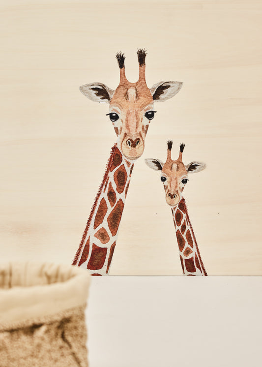 Muurstickers | Waterverf Giraffen hoofden