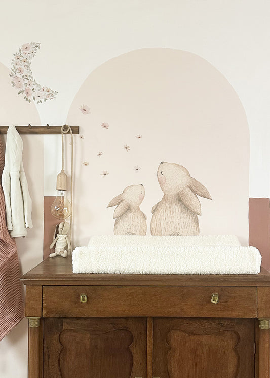 Stickers muraux | Lapins avec fleur de lune
