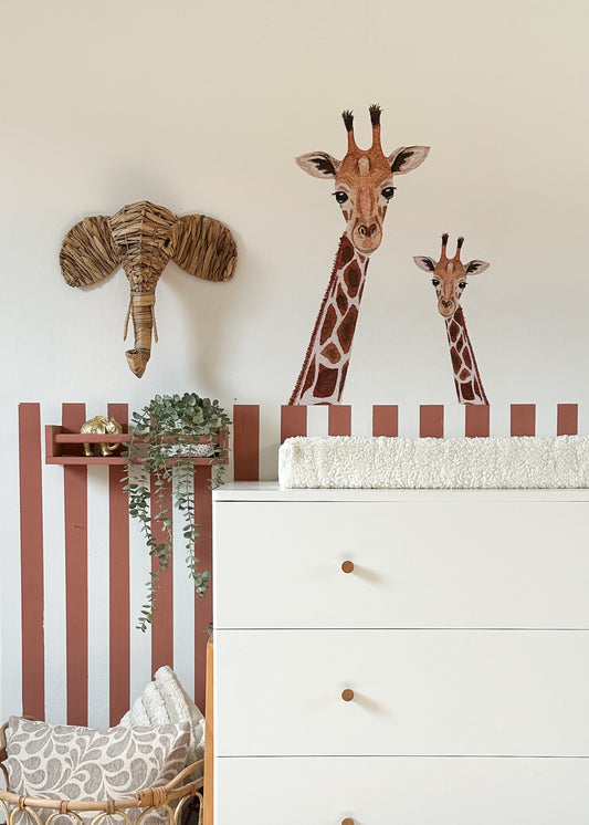 Muurstickers | Waterverf Giraffen hoofden