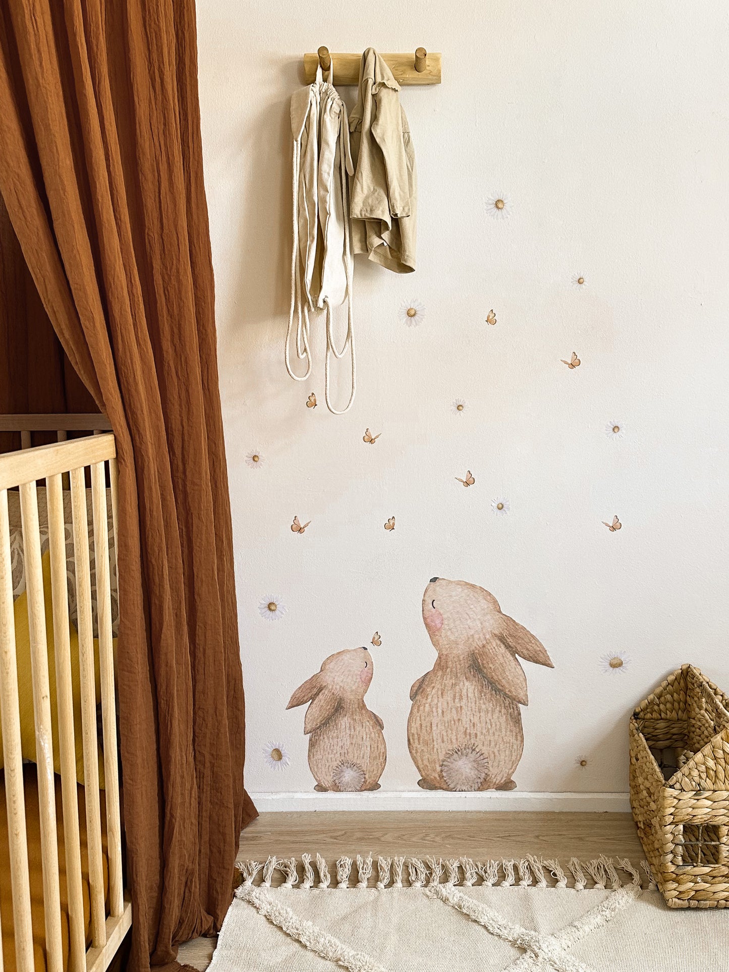 Wall Stickers | Set: Bunnies with Butterflies and Daisies