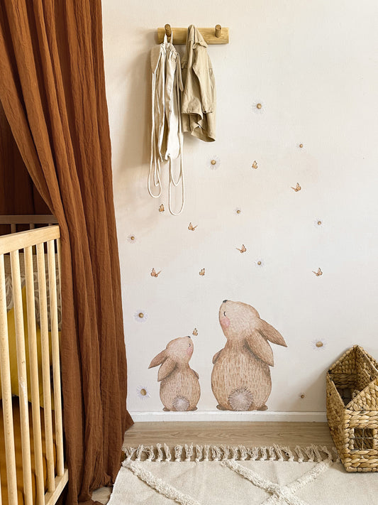 Wall Stickers | Set: Bunnies with Butterflies and Daisies
