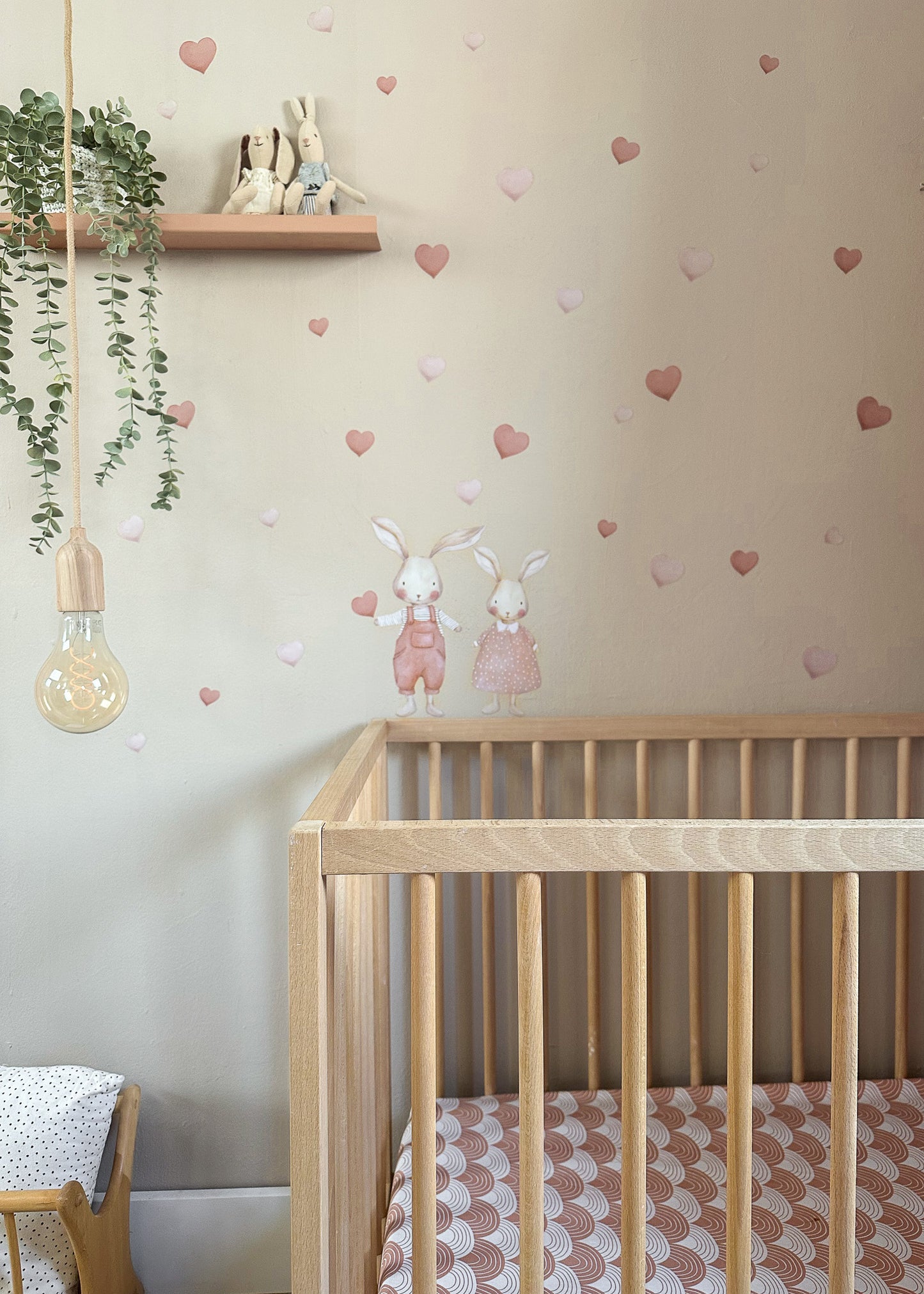 Muurstickers | Twee konijntjes met hartjes