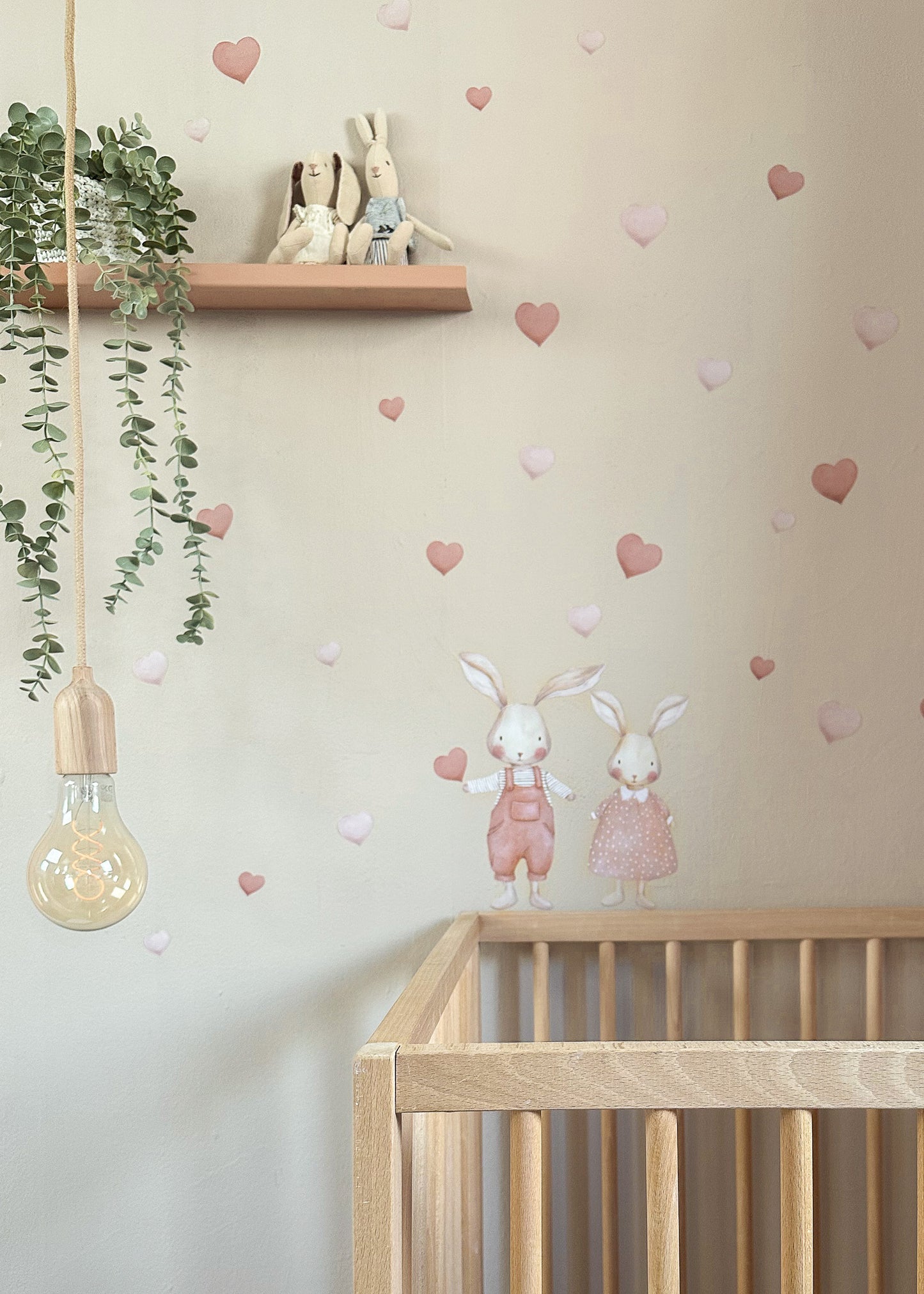 Muurstickers | Twee konijntjes met hartjes