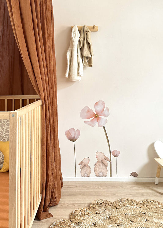 Wall stickers | Set: Flowers with bunnies