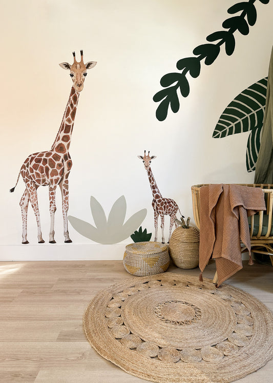 Muurstickers | Waterverf Giraf XL & kleine giraf