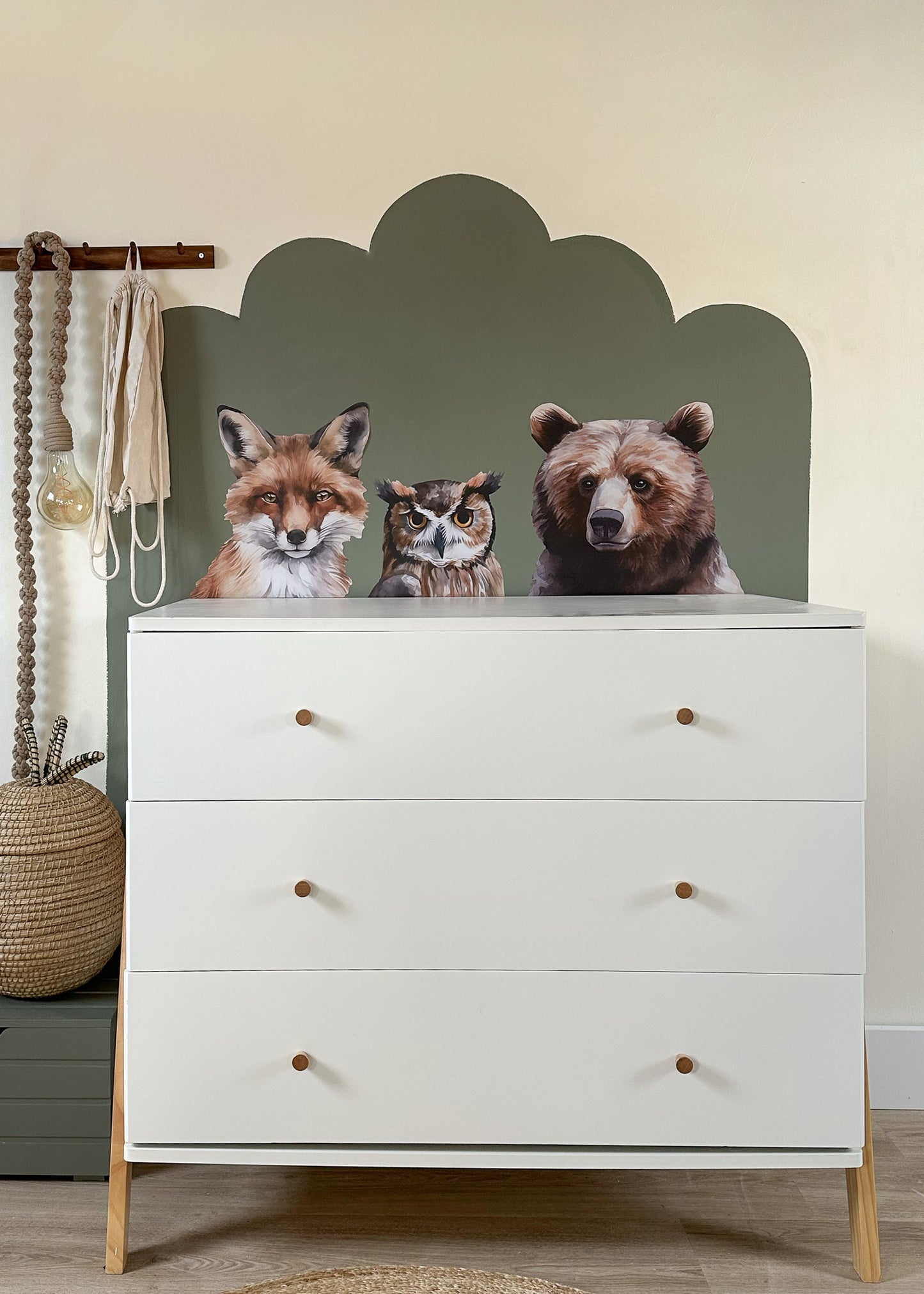Stickers muraux | Trio ours, hibou et renard