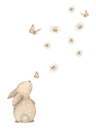Klein konijntje  met vlinders en bloemen | Appeloogje Collectie