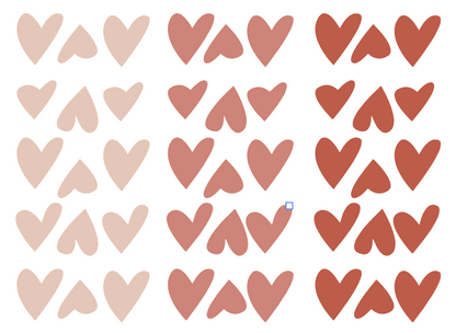 Wall stickers | Hearts color mix (light pink / pink / dark pink) 45 pieces