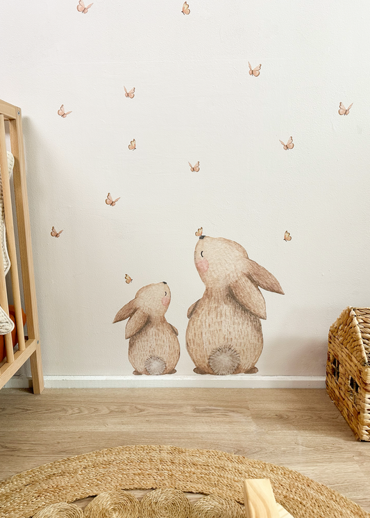 Wall sticker | set rabbit (2x) with butterflies