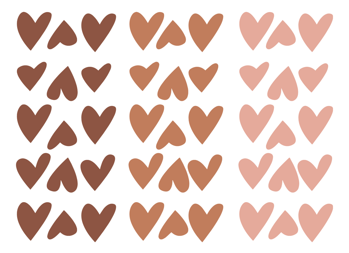 Wall stickers | Hearts color mix (pink / brown / dark brown) 45 pieces