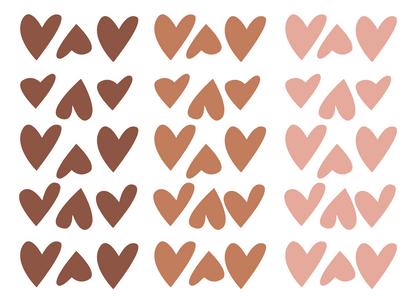 Wall stickers | Hearts color mix (pink / brown / dark brown) 45 pieces