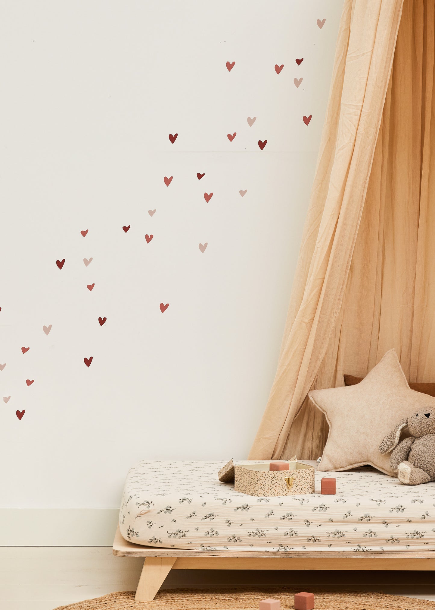 Wall stickers | Hearts color mix (light pink / pink / dark pink) 45 pieces