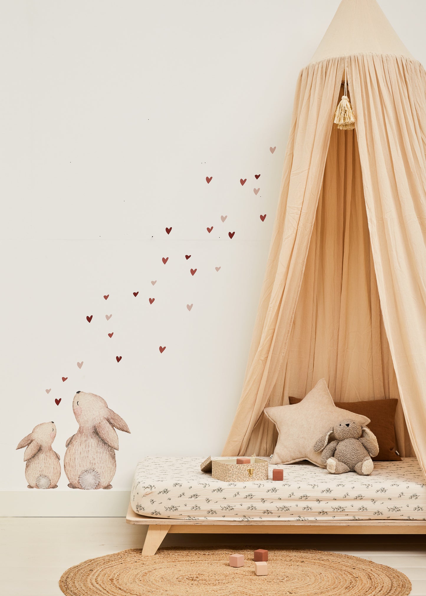 Wall stickers | Hearts color mix (light pink / pink / dark pink) 45 pieces