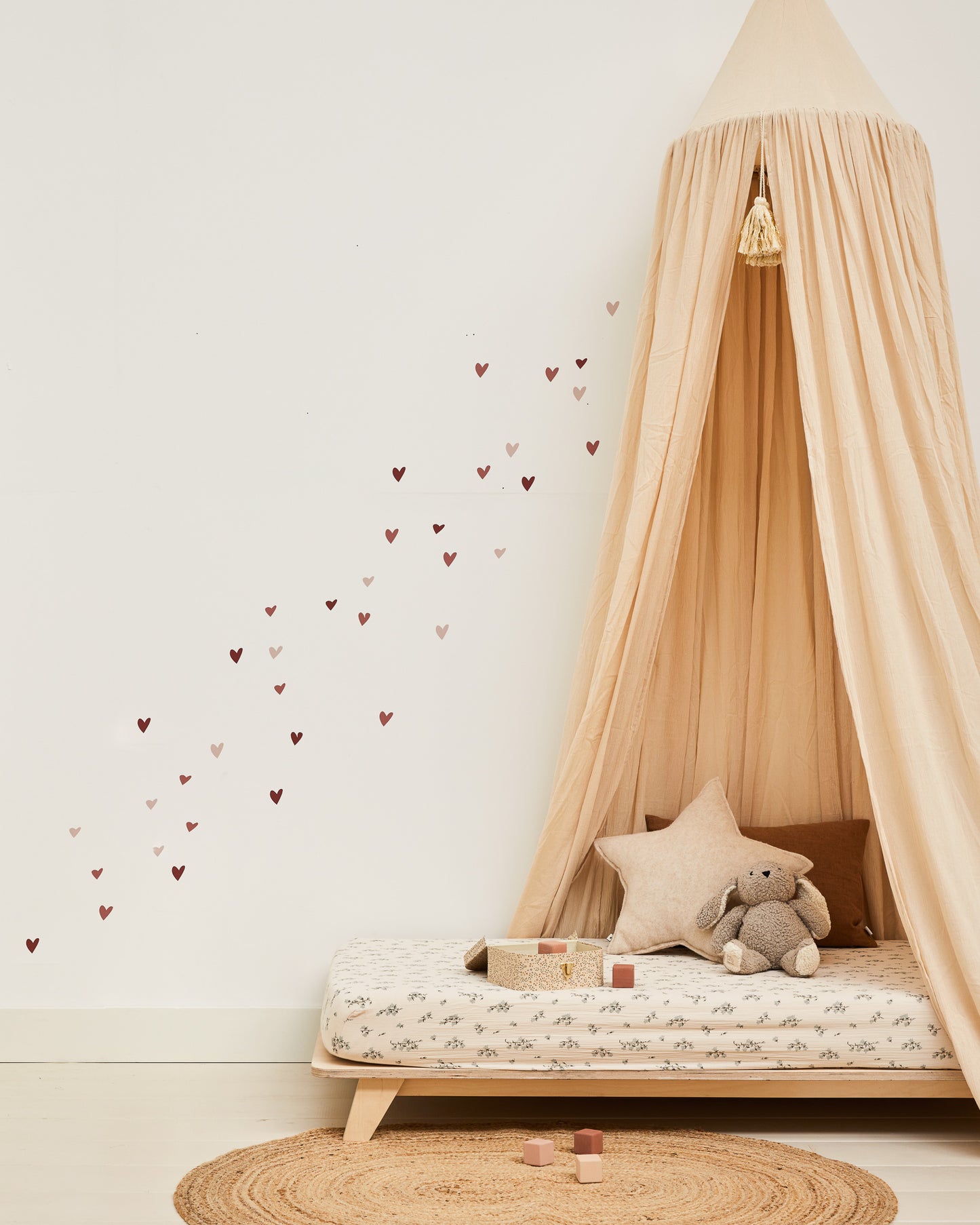 Wall stickers | Hearts color mix (light pink / pink / dark pink) 45 pieces