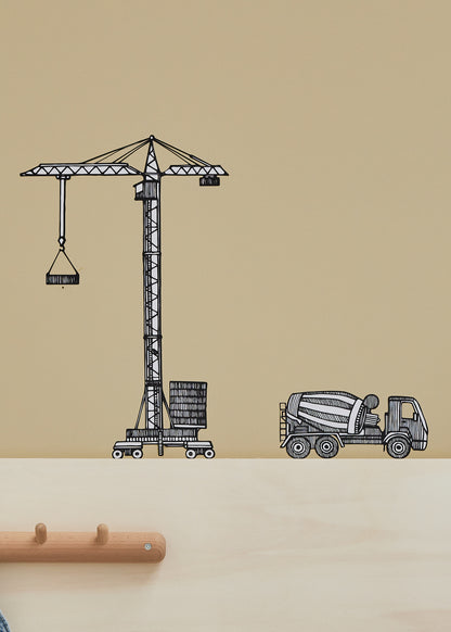 SET: Excavator, crane and concrete truck