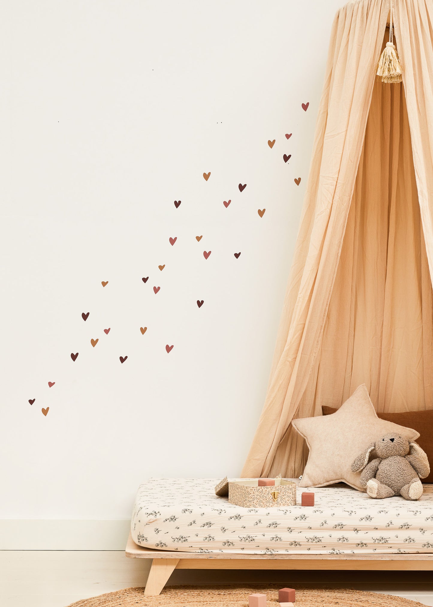 Wall stickers | Hearts color mix (pink / brown / dark brown) 45 pieces