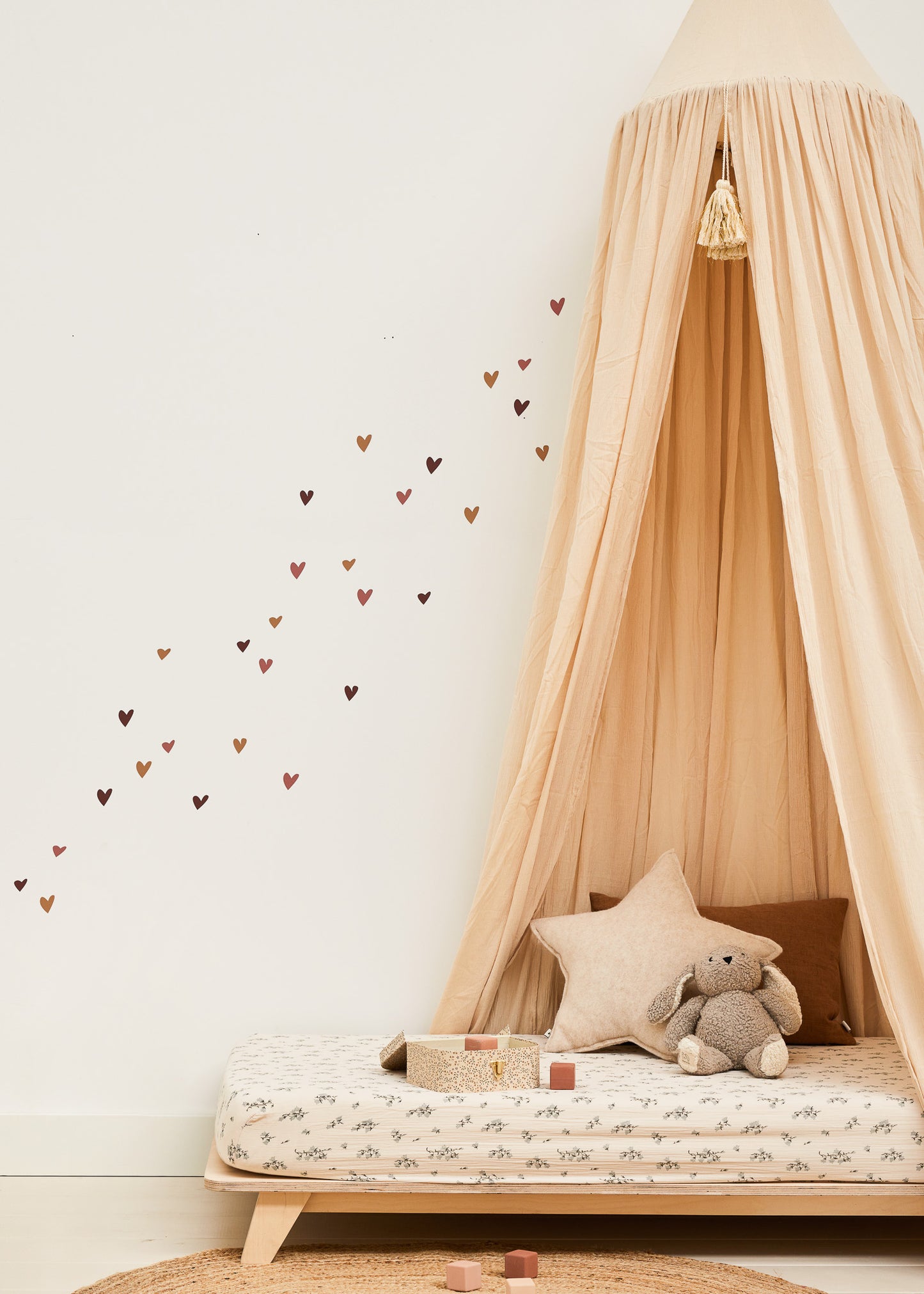 Wall stickers | Hearts color mix (pink / brown / dark brown) 45 pieces