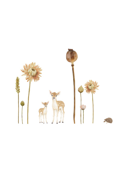SET: flowers with deer