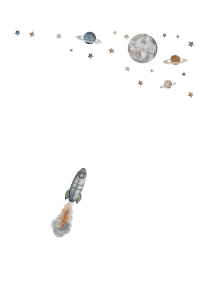 SET: Rocket ship, planets and the moon and stars